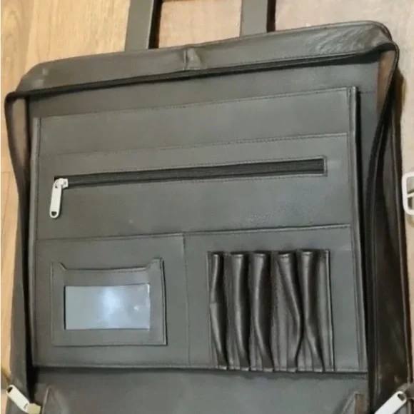 608- Leather briefcase GENUINE LEATHER Bags - Business Laptop bag MultiPocket
